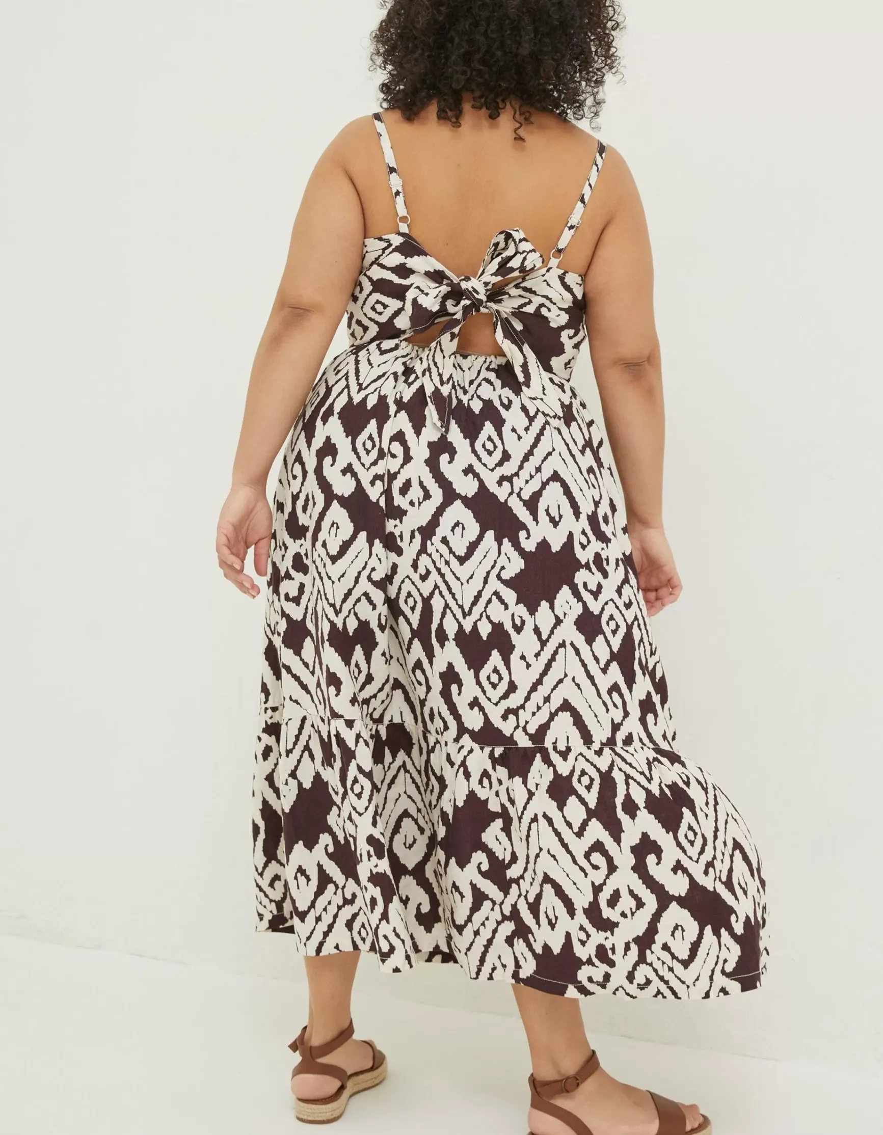 FatFace Julien Ikat Linen Midi Dress|Women Dresses