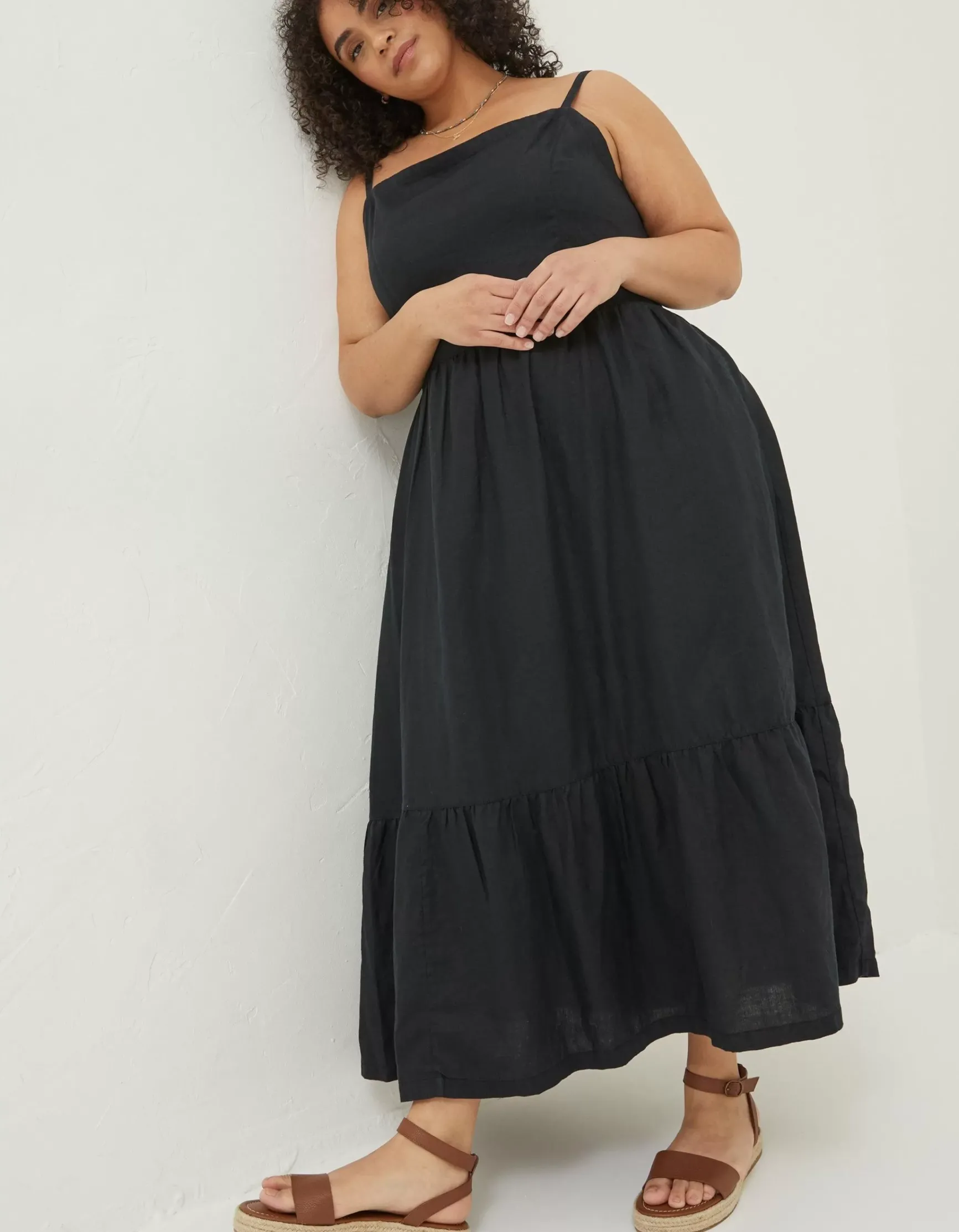 FatFace Julien Tie Back Linen Midi Dress|Women Dresses