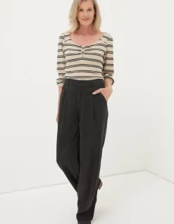 FatFace Kara Stripe Henley Top|Women Tops & T-Shirts