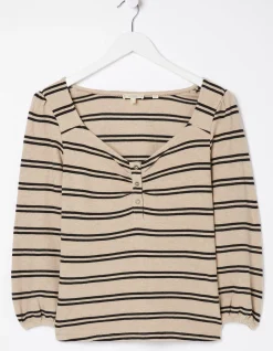 FatFace Kara Stripe Henley Top|Women Tops & T-Shirts