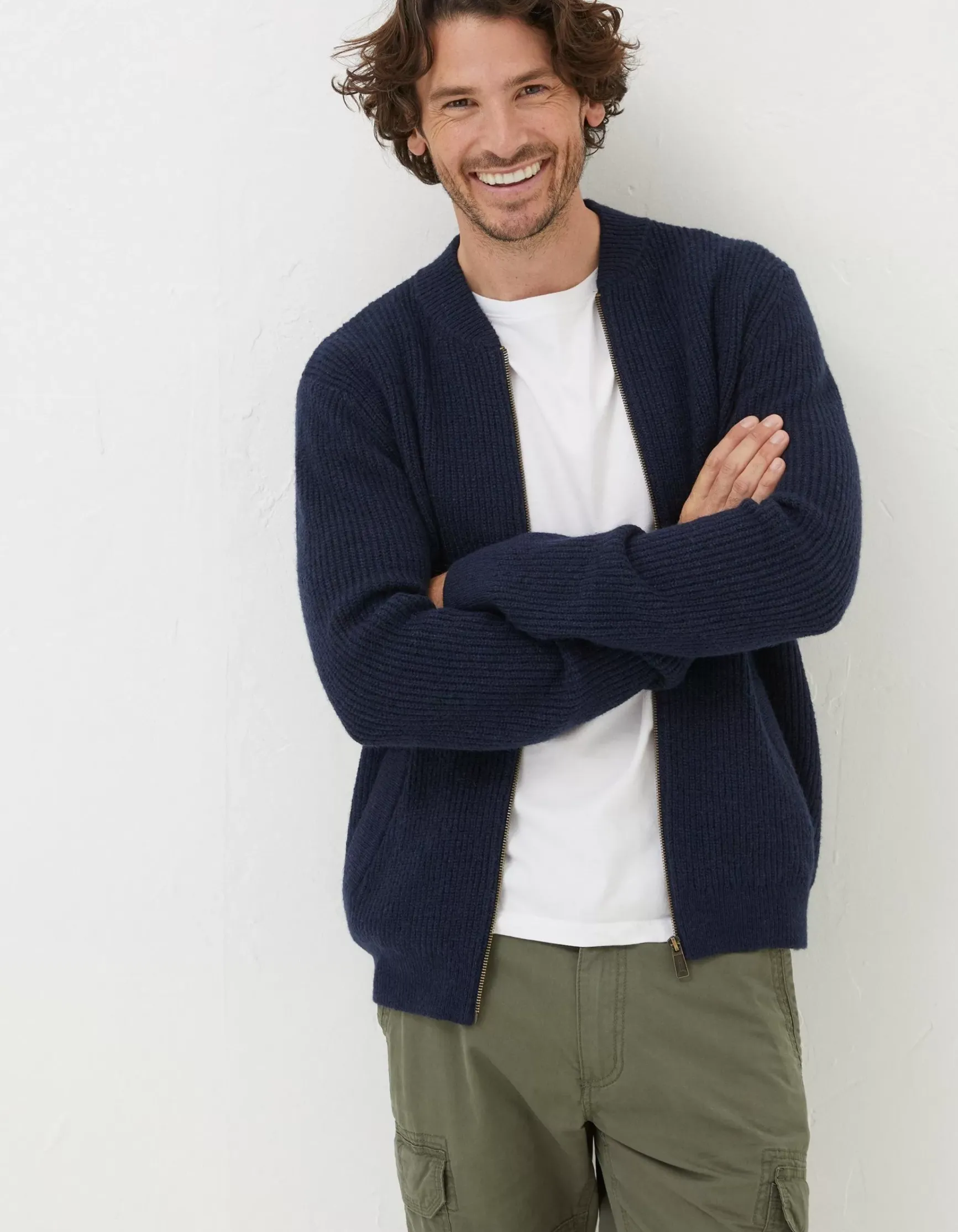 FatFace Knitted Bomber Cardigan|Men Knitwear