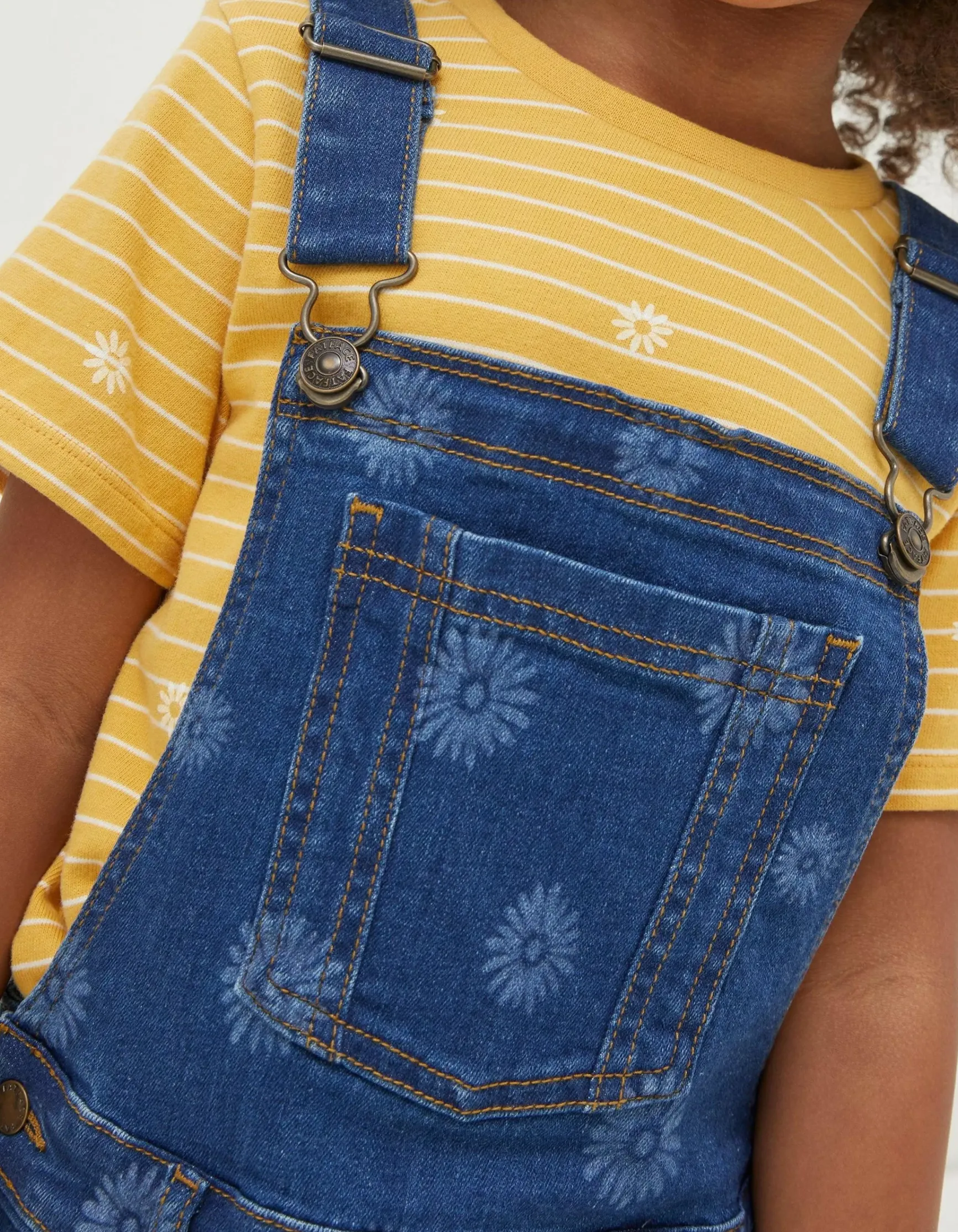 FatFace Laser Print Denim Pinafore Dress|Girls View All