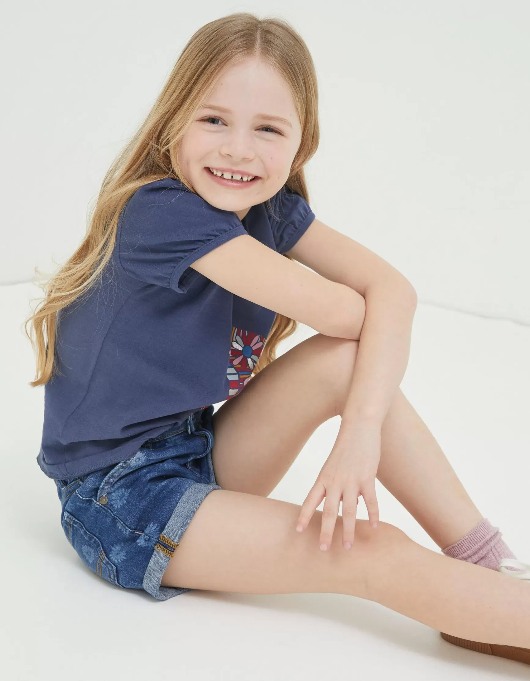 FatFace Laser Print Denim Shorts|Girls View All