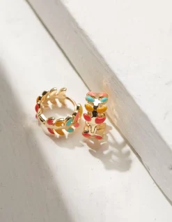 FatFace Leaf Huggy Hoop Earrings|Women View All