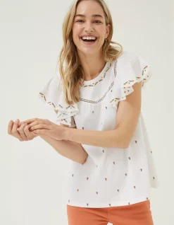 FatFace Leah Embroidered Top|Women Tops & T-Shirts