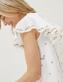 FatFace Leah Embroidered Top|Women Tops & T-Shirts
