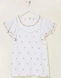 FatFace Leah Embroidered Top|Women Tops & T-Shirts