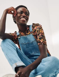 FatFace Lewes Slim Leg Denim Dungarees|Women Jeans & Dungarees