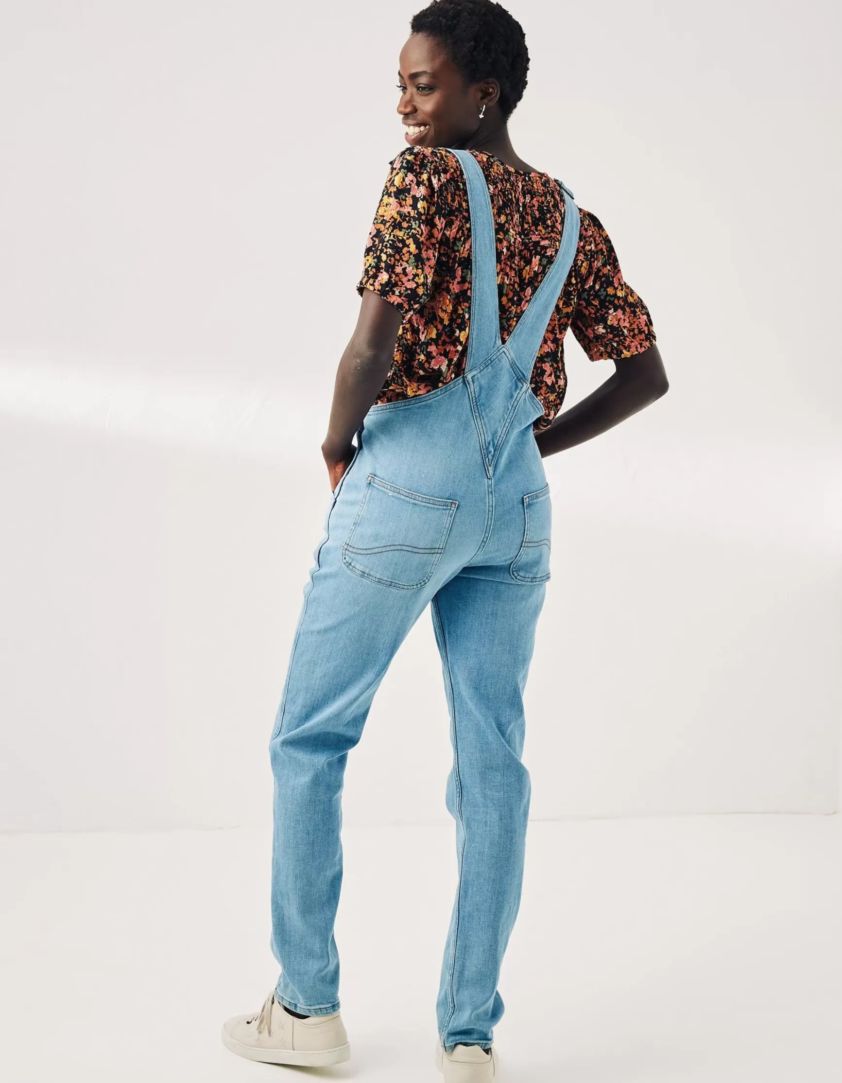FatFace Lewes Slim Leg Denim Dungarees|Women Jeans & Dungarees