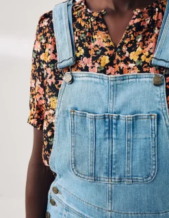FatFace Lewes Slim Leg Denim Dungarees|Women Jeans & Dungarees