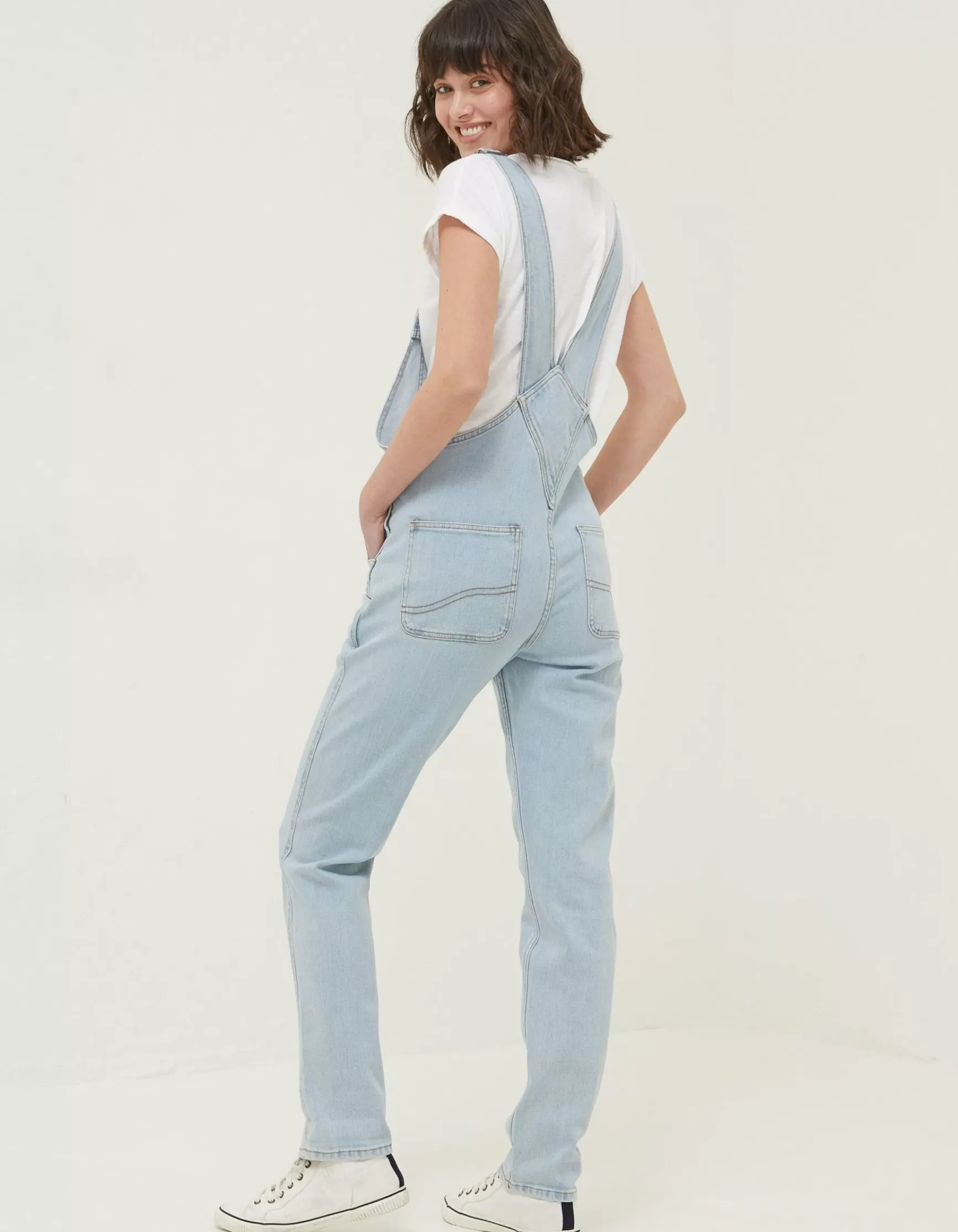 FatFace Lewes Slim Leg Denim Dungarees|Women Jeans & Dungarees