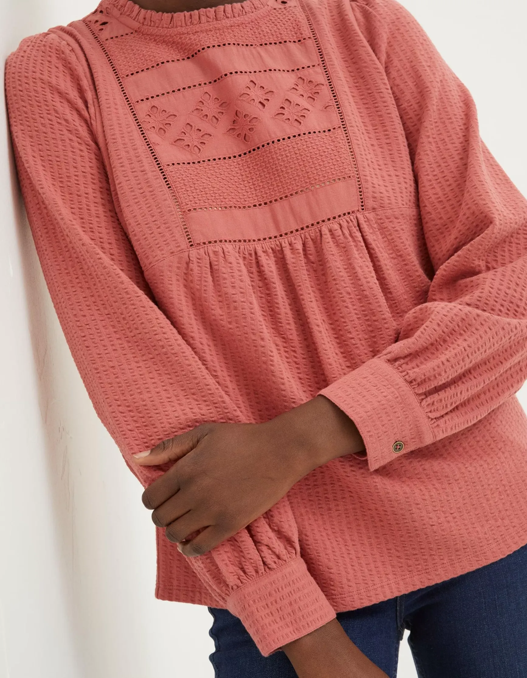 FatFace Liza Broderie Top|Women Tops & T-Shirts
