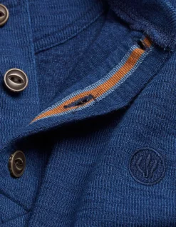 FatFace Long Sleeve Indigo Henley|Men T-Shirts