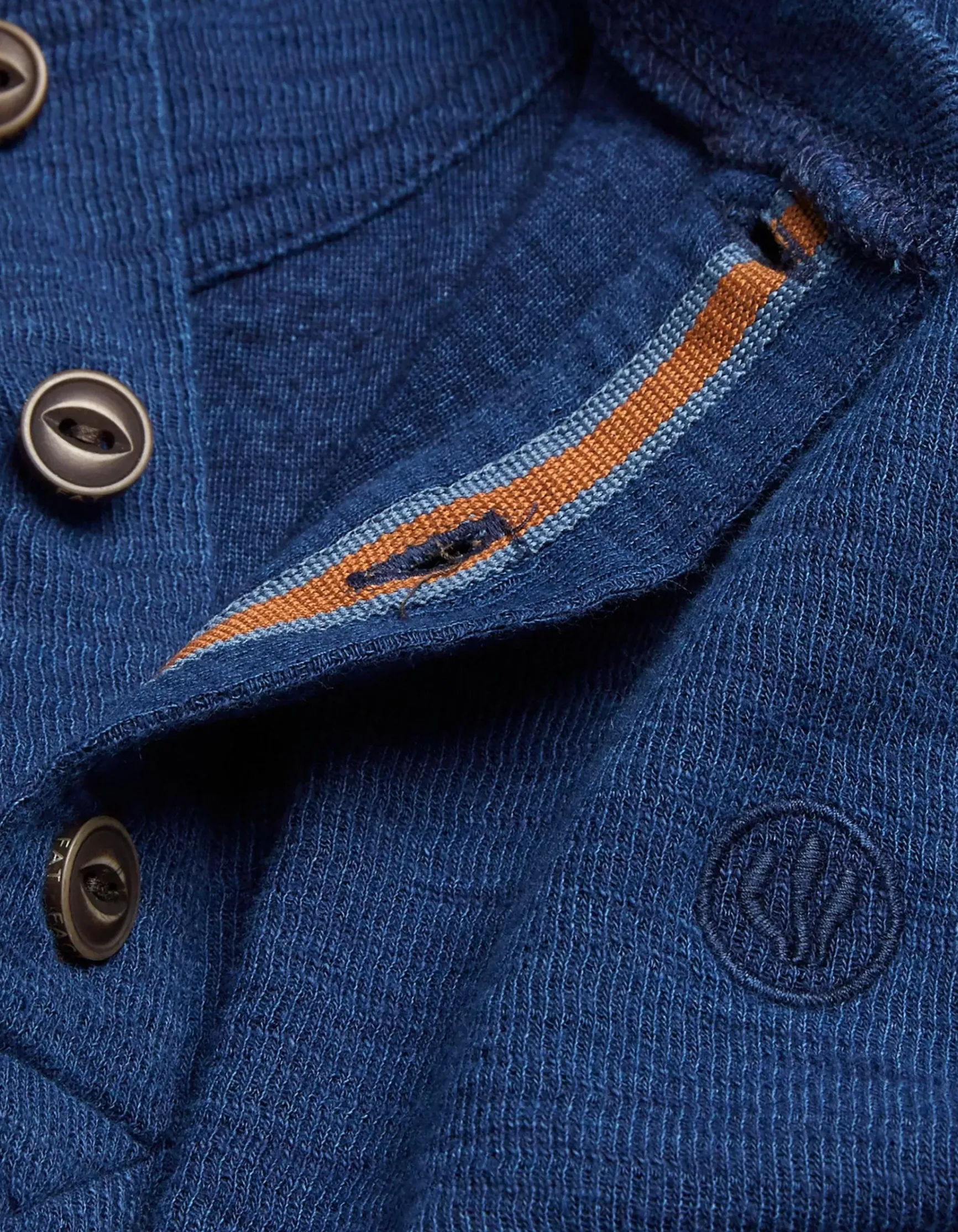 FatFace Long Sleeve Indigo Henley|Men T-Shirts