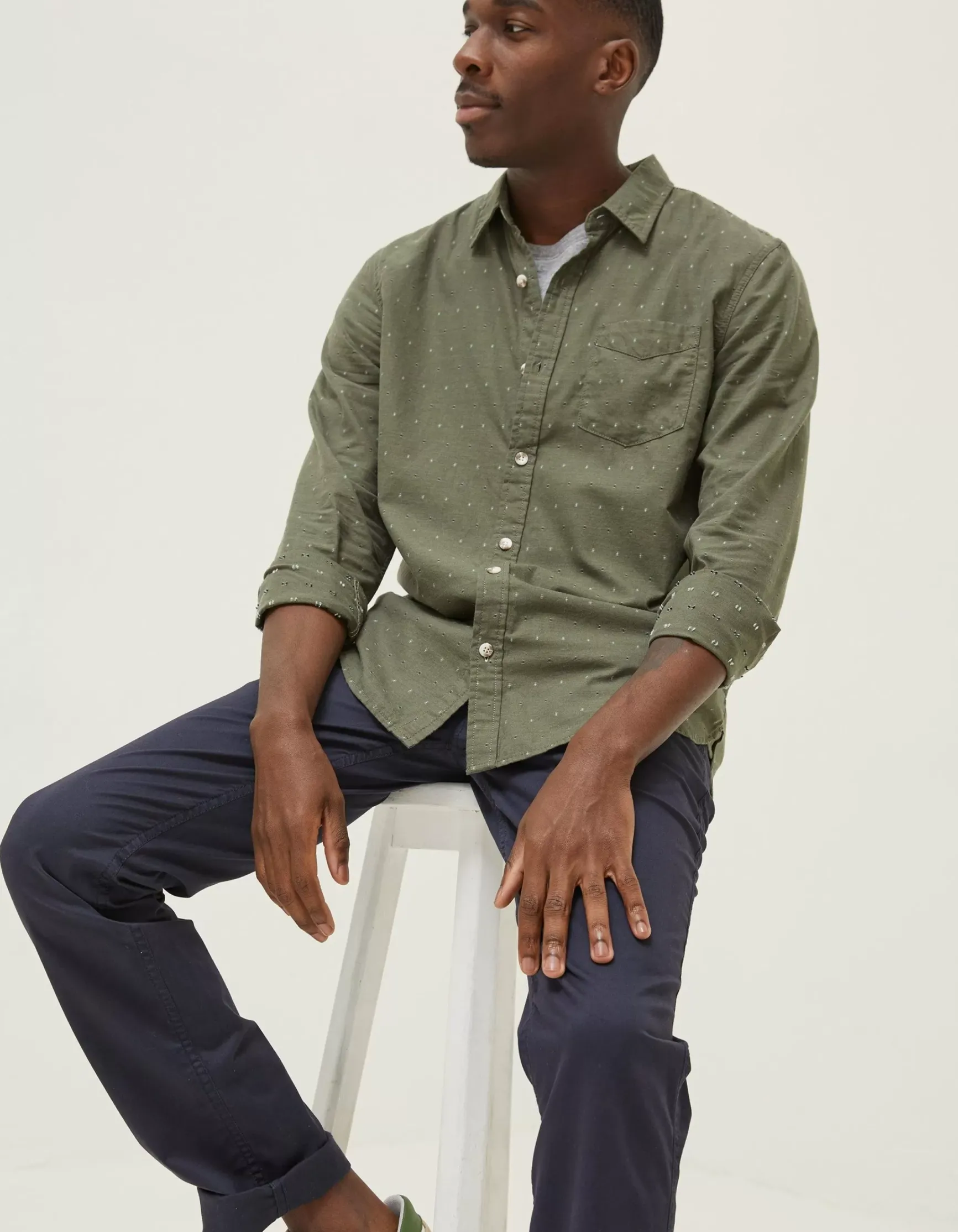 FatFace Long Sleeve Kaber Dobby Shirt|Men Shirts