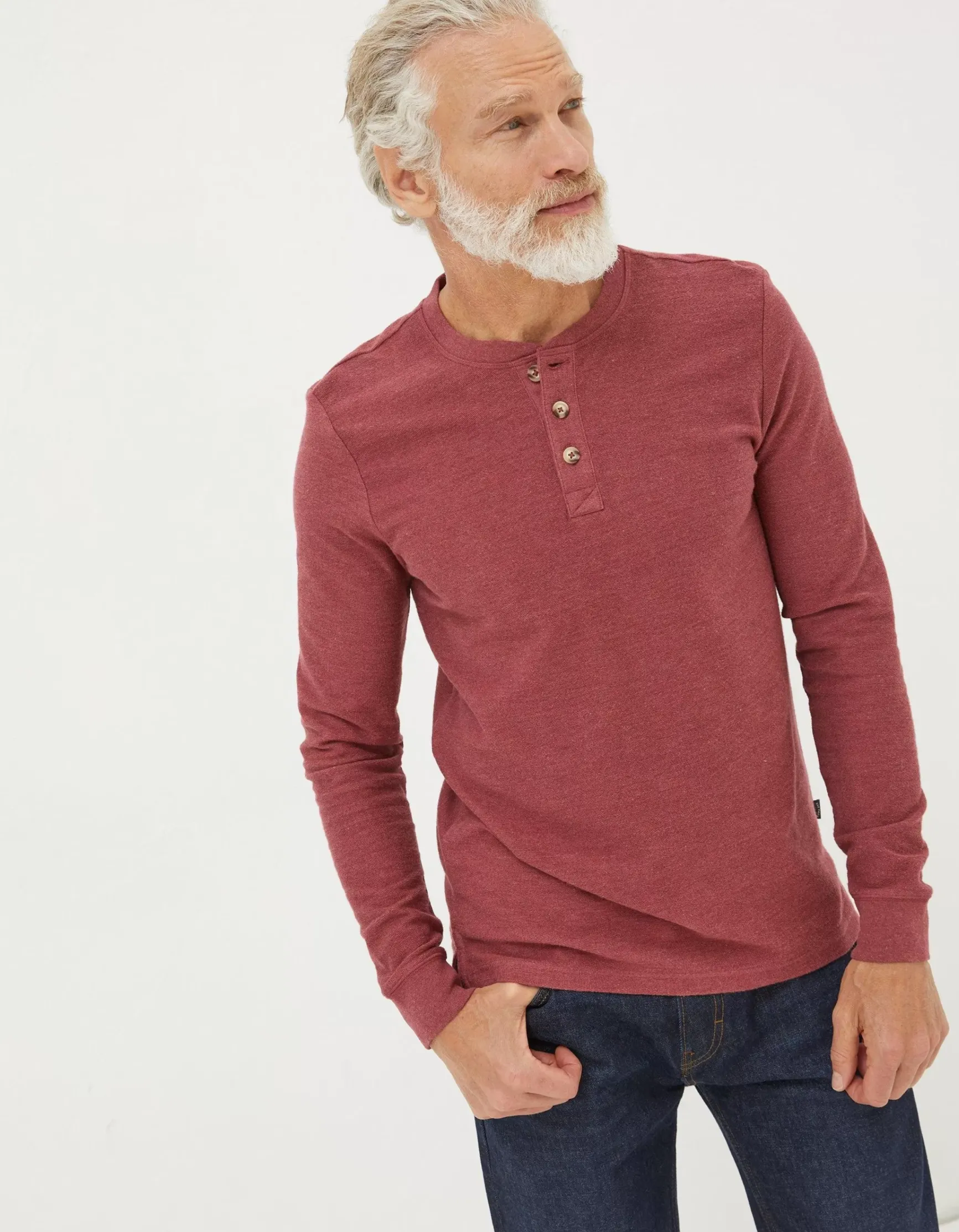 FatFace Long Sleeve Kintbury Henley|Men T-Shirts