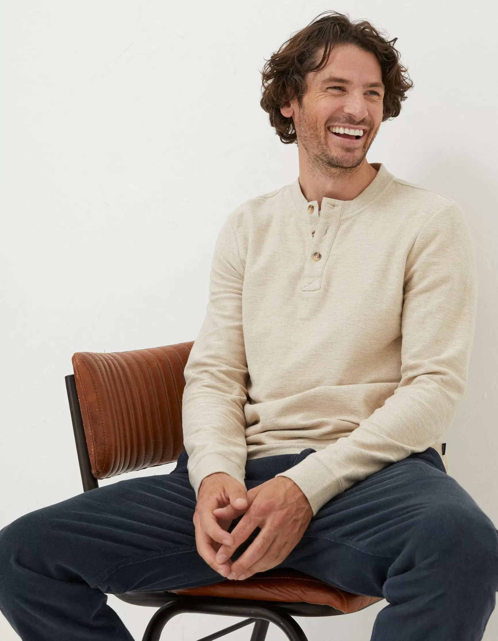 FatFace Long Sleeve Kintbury Henley|Men T-Shirts