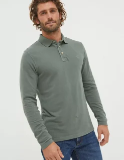 FatFace Long Sleeve Organic Cotton Pique Polo|Men View All