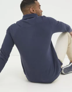FatFace Long Sleeve Organic Cotton Pique Polo|Men Polo Shirts