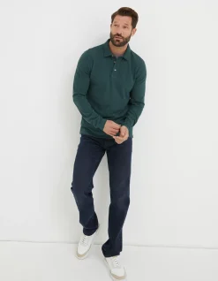 FatFace Long Sleeve Organic Pique Polo|Men Polo Shirts