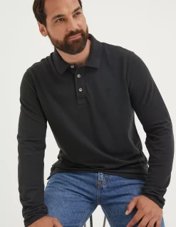 FatFace Long Sleeve Organic Pique Polo|Men Polo Shirts