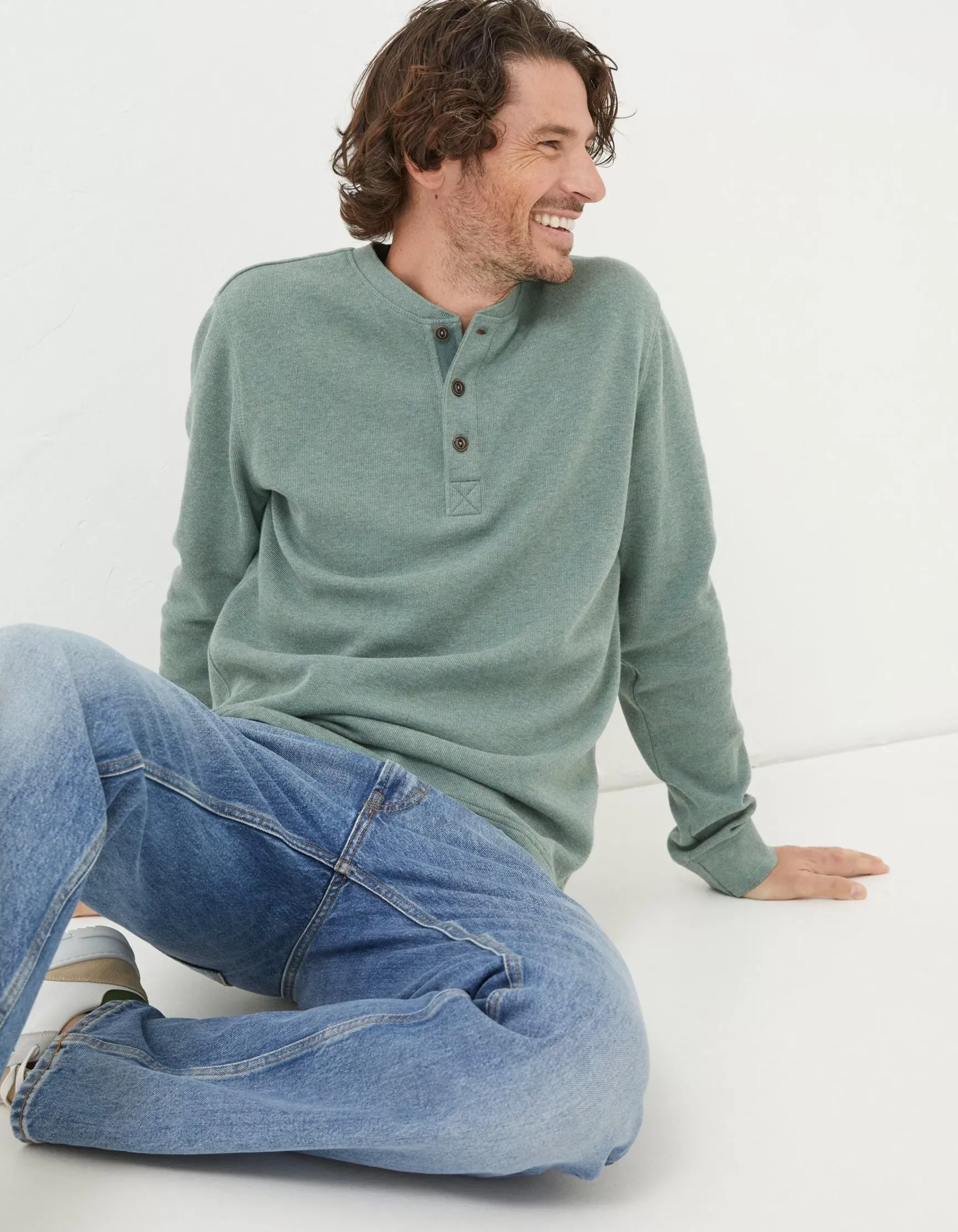 FatFace Long Sleeve Ribbed Henley|Men View All
