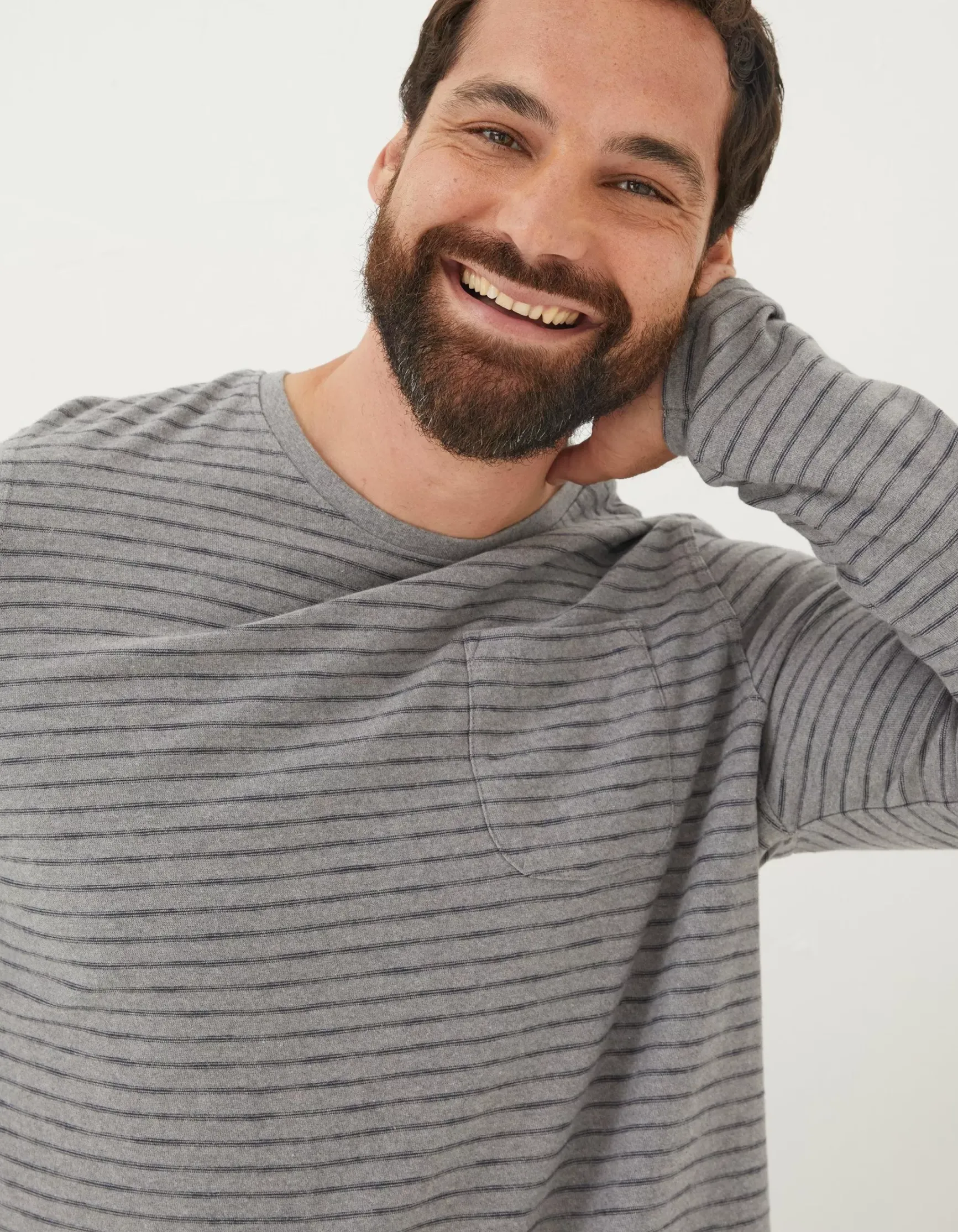 FatFace Long Sleeve Stripe Pocket T-Shirt|Men View All