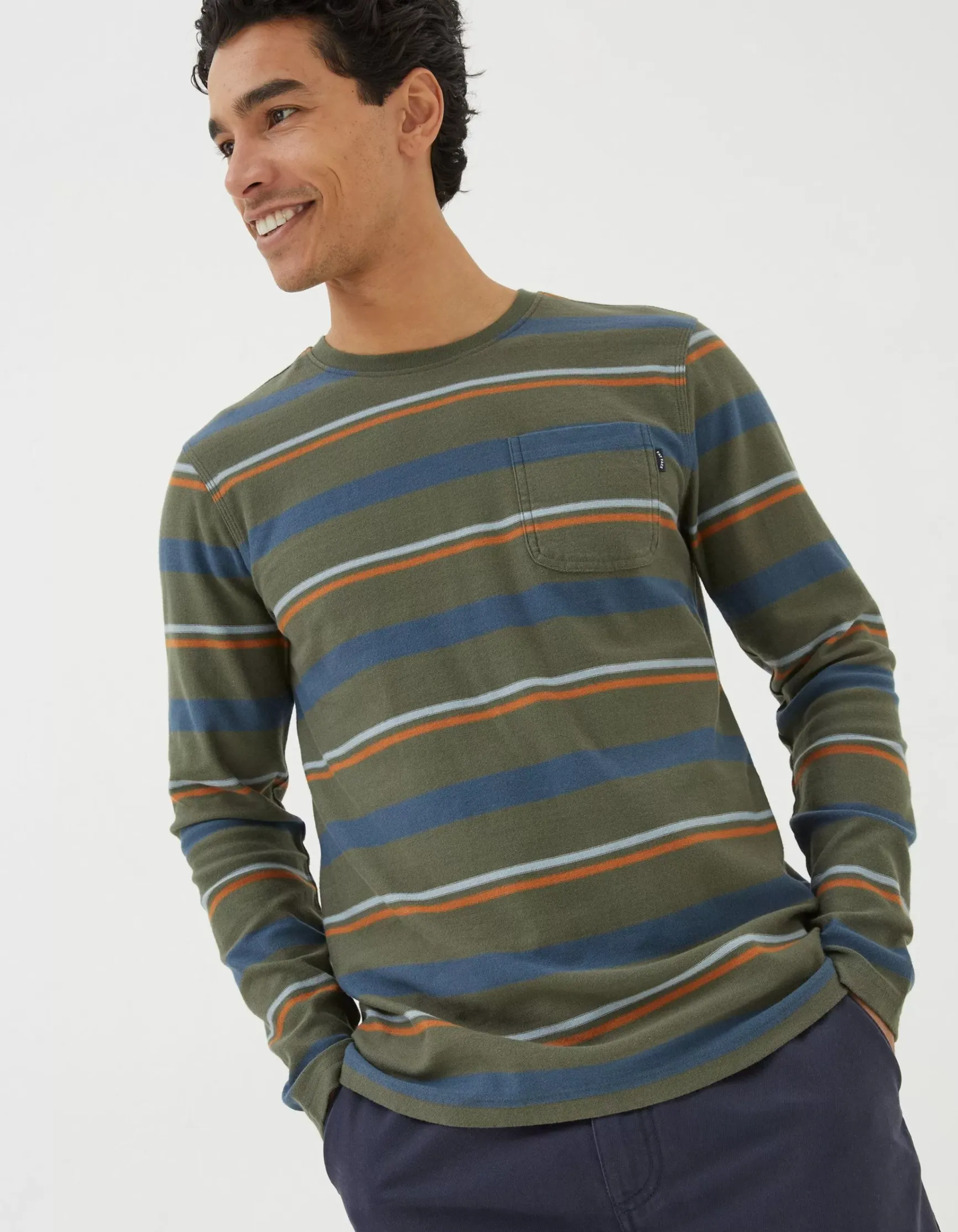 FatFace Long Sleeve Stripe Pocket Crew|Men View All