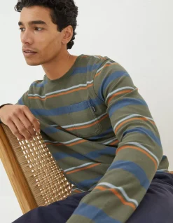 FatFace Long Sleeve Stripe Pocket Crew|Men View All