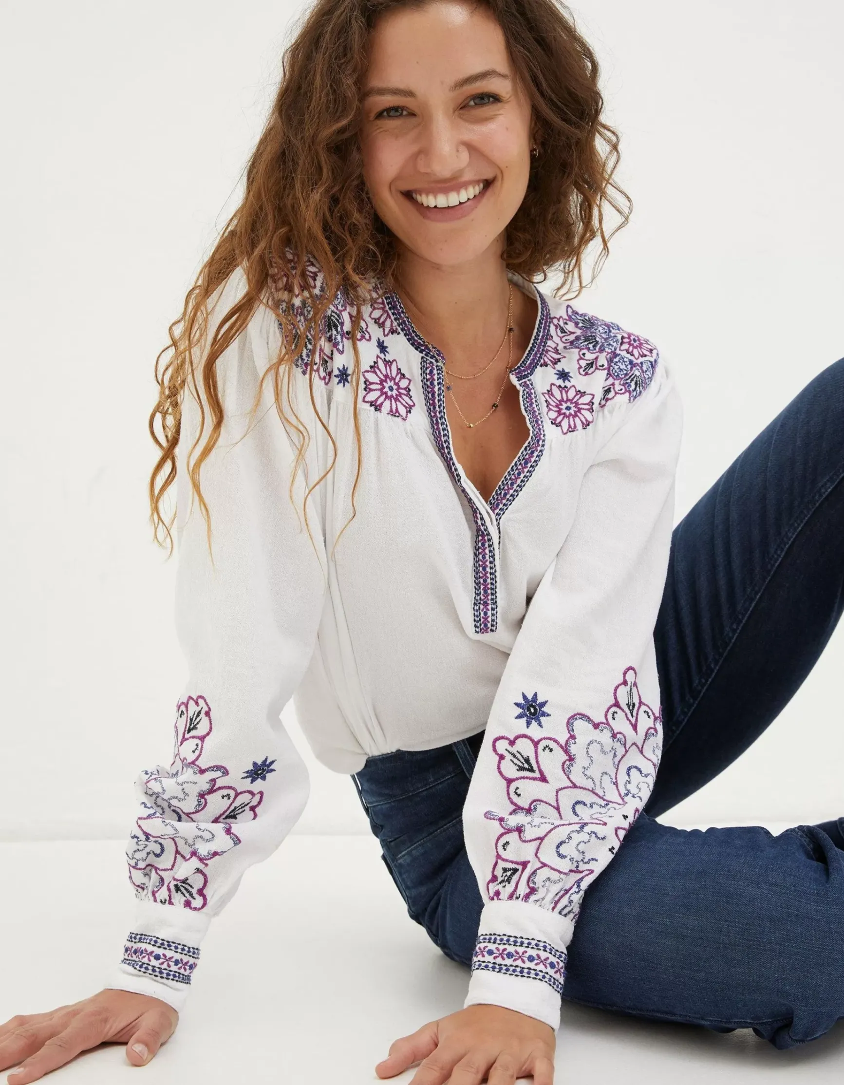 FatFace Lou Embroidered Blouse|Women Shirts & Blouses
