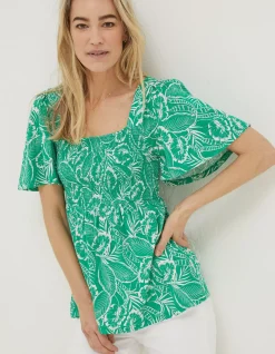 FatFace Lucia Tropical Leaf Top|Women Tops & T-Shirts
