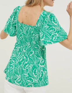 FatFace Lucia Tropical Leaf Top|Women Tops & T-Shirts