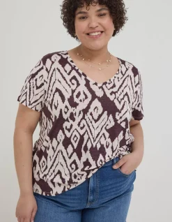 FatFace Maggie Bold Ikat Linen T-Shirt|Women Tops & T-Shirts