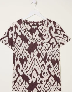 FatFace Maggie Bold Ikat Linen T-Shirt|Women Tops & T-Shirts