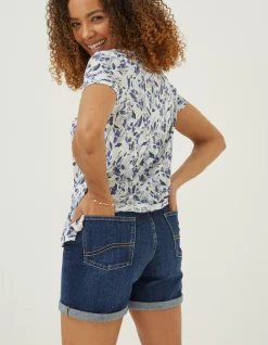 FatFace Maggie Flower Linen T-Shirt|Women Tops & T-Shirts