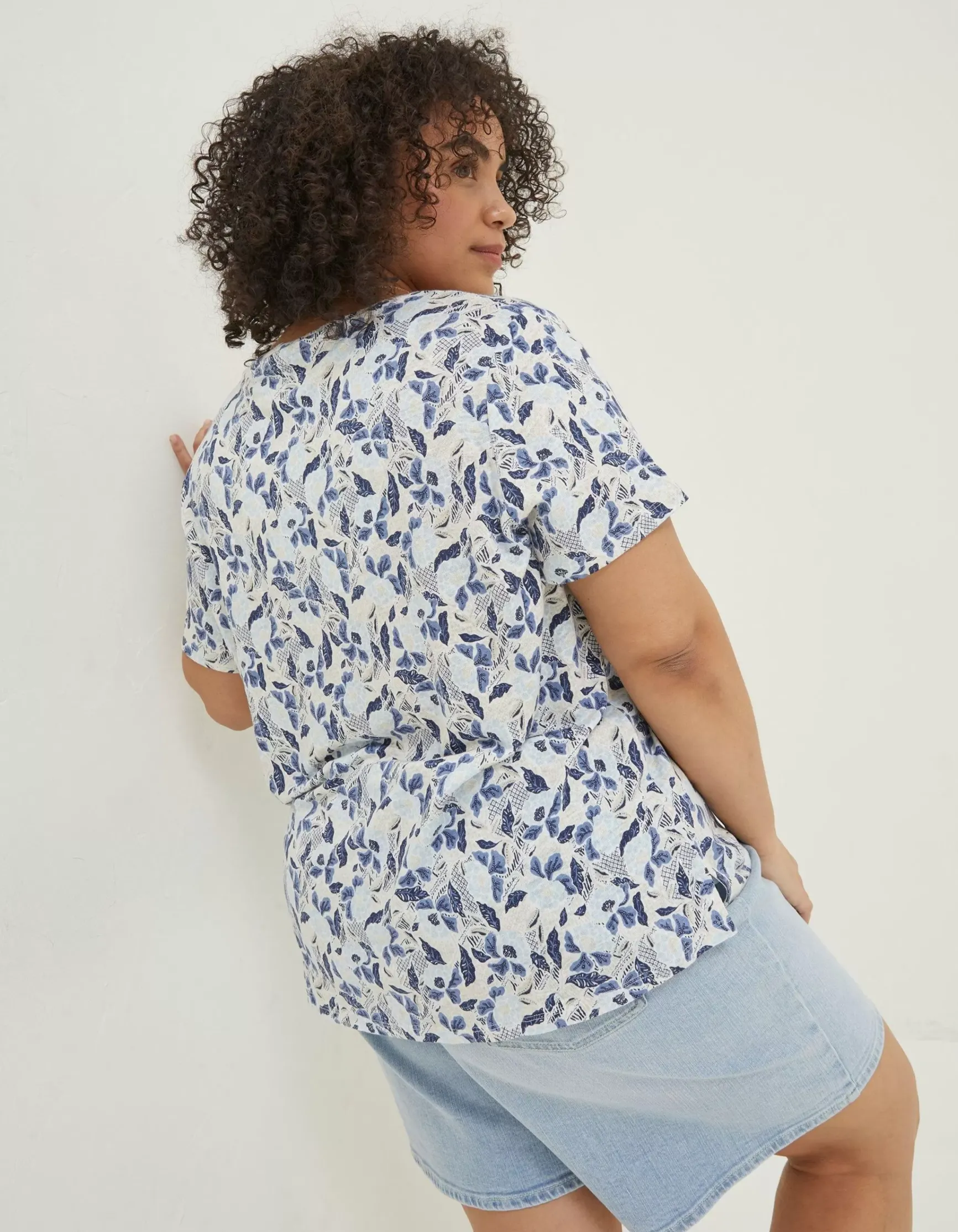 FatFace Maggie Flower Linen T-Shirt|Women Tops & T-Shirts