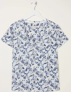 FatFace Maggie Flower Linen T-Shirt|Women Tops & T-Shirts
