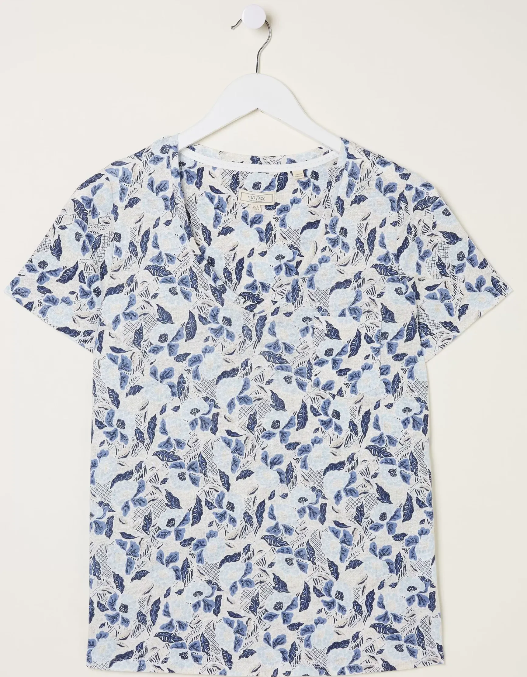 FatFace Maggie Flower Linen T-Shirt|Women Tops & T-Shirts