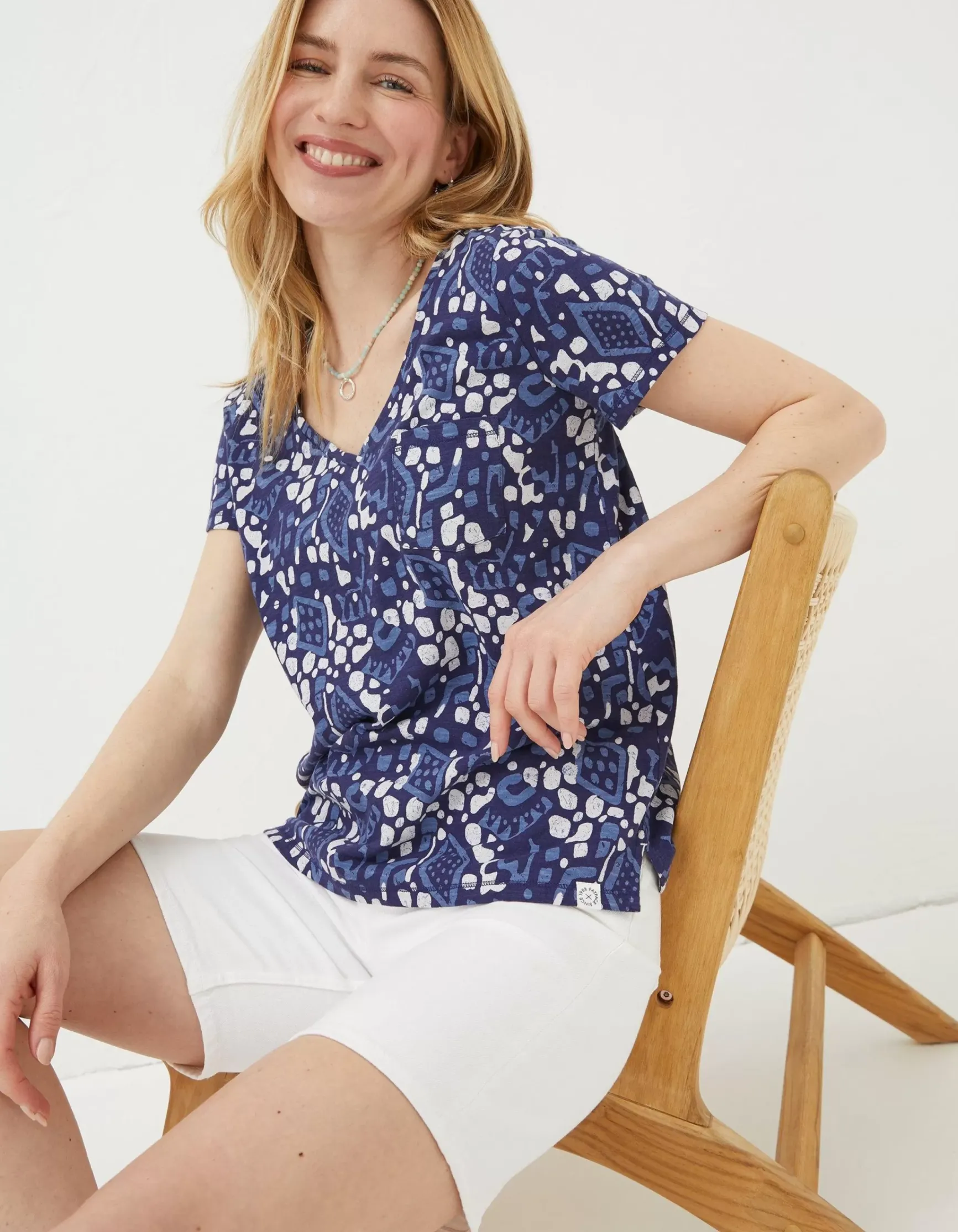 FatFace Maggie Geo Batik T-Shirt|Women Tops & T-Shirts