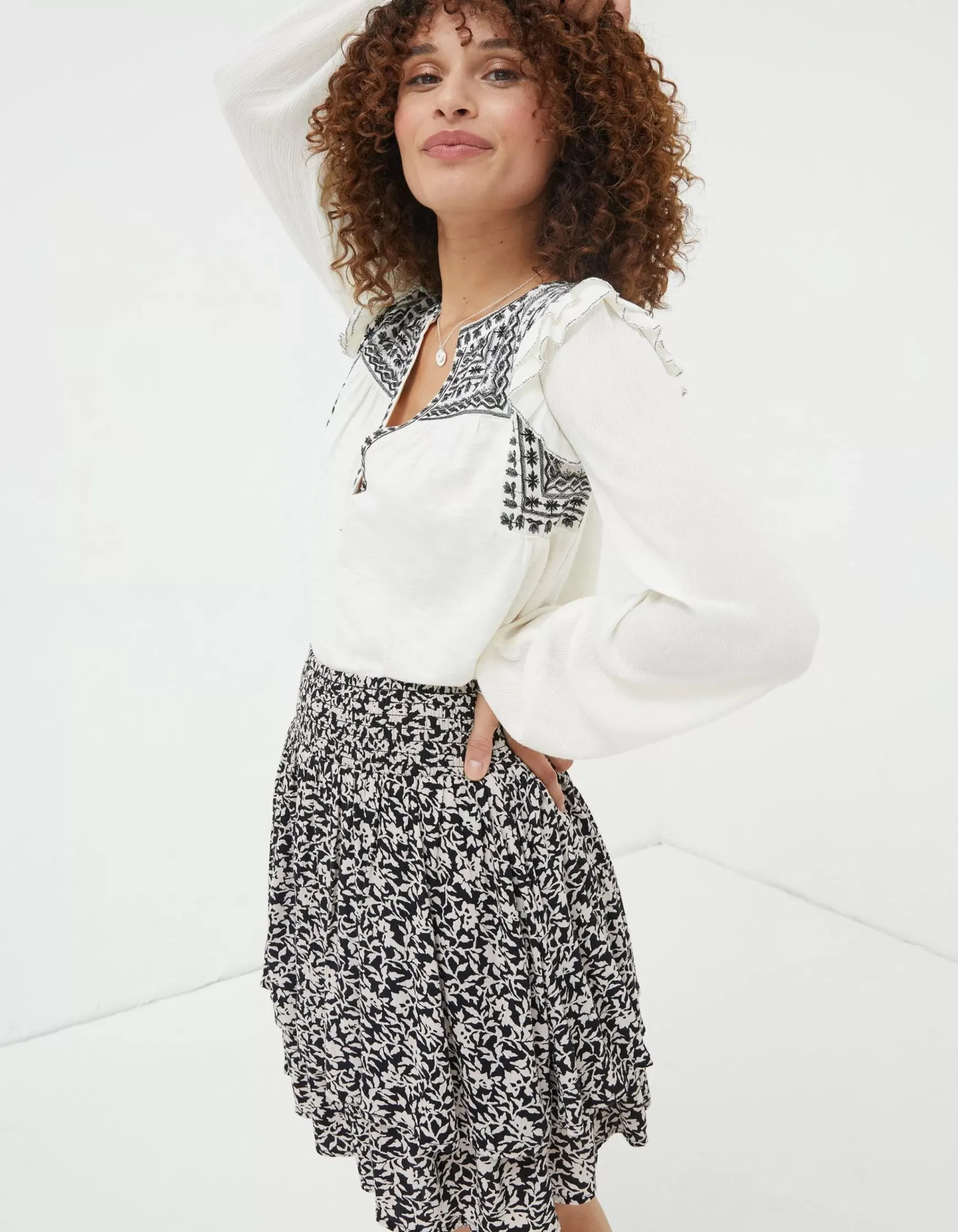 FatFace Martha Embroidered Top|Women Tops & T-Shirts