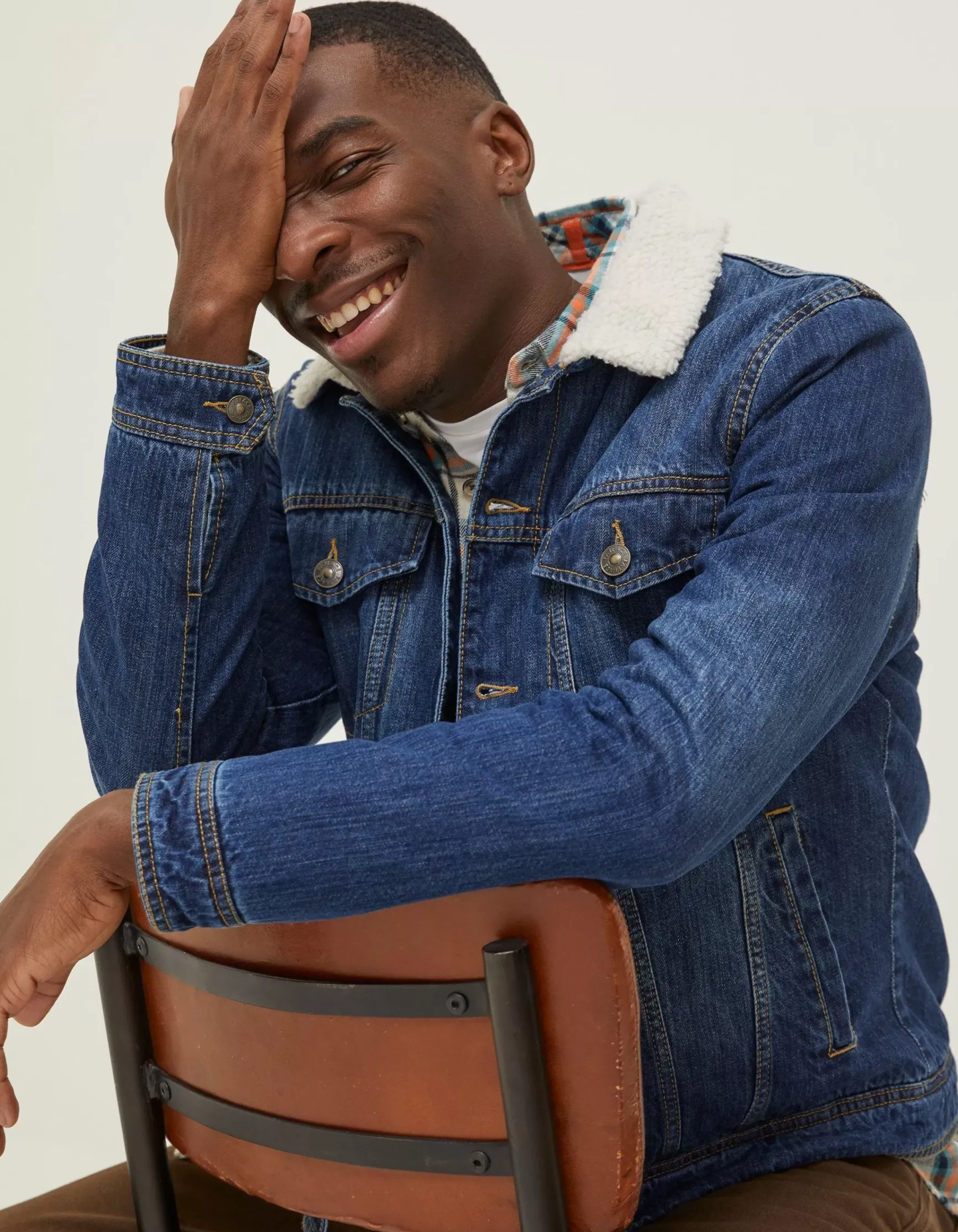 FatFace Mid Wash Borg Jacket|Men Coats & Jackets