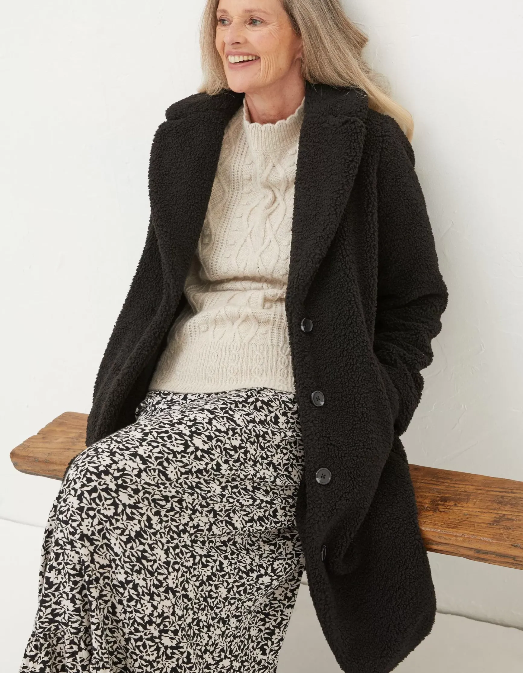 FatFace Mylah Teddy Longline Coat|Women Coats & Jackets
