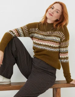 FatFace Olive Fairisle Jumper|Women View All