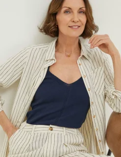 FatFace Olivia Stripe Linen Blend Shirt|Women Shirts & Blouses