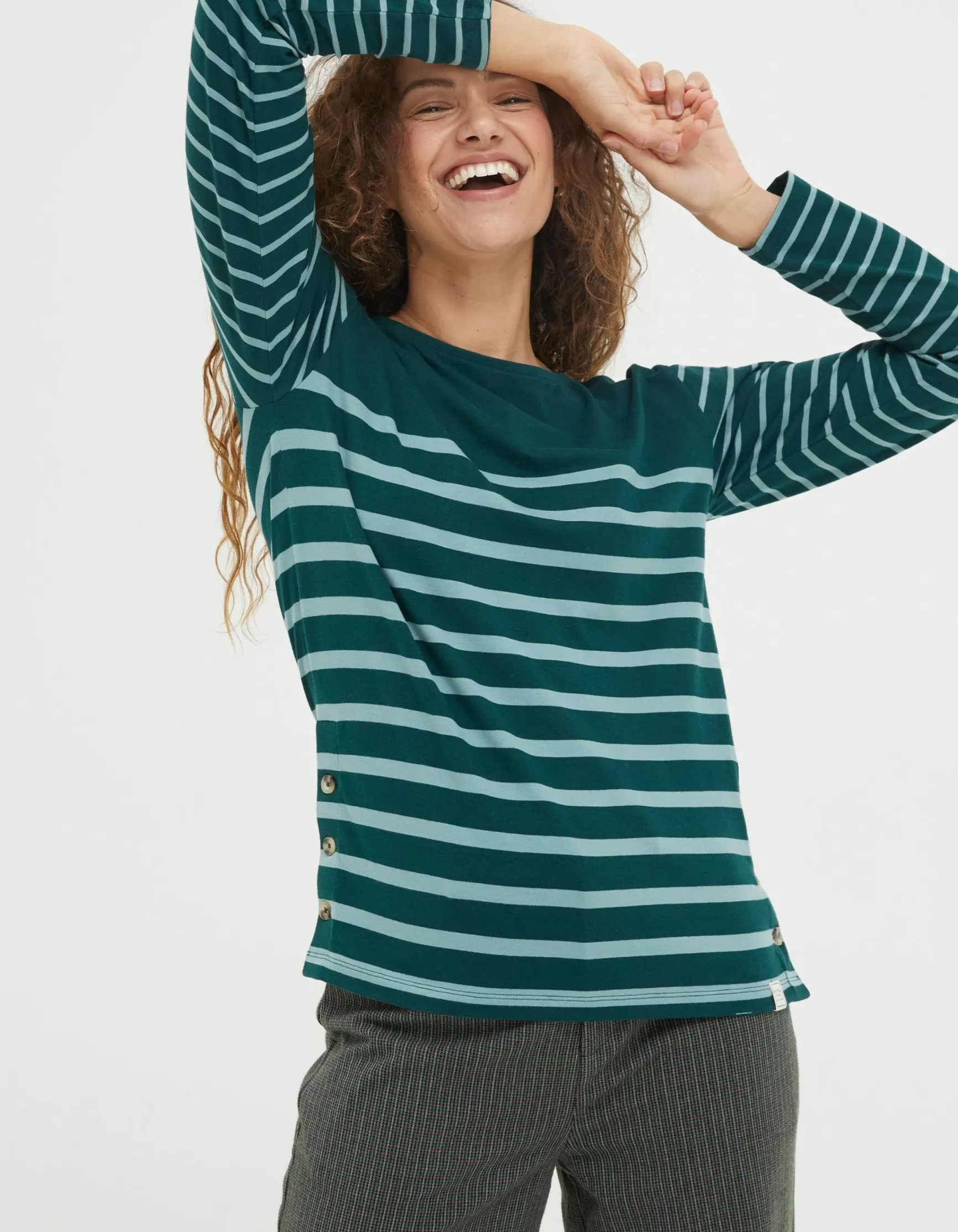 FatFace Organic Cotton Button Breton|Women Tops & T-Shirts