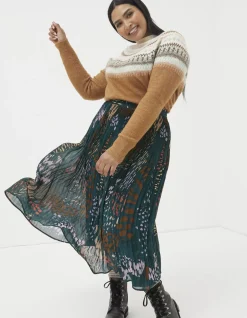 FatFace Paignton Landscape Pleated Midi Skirt|Women View All
