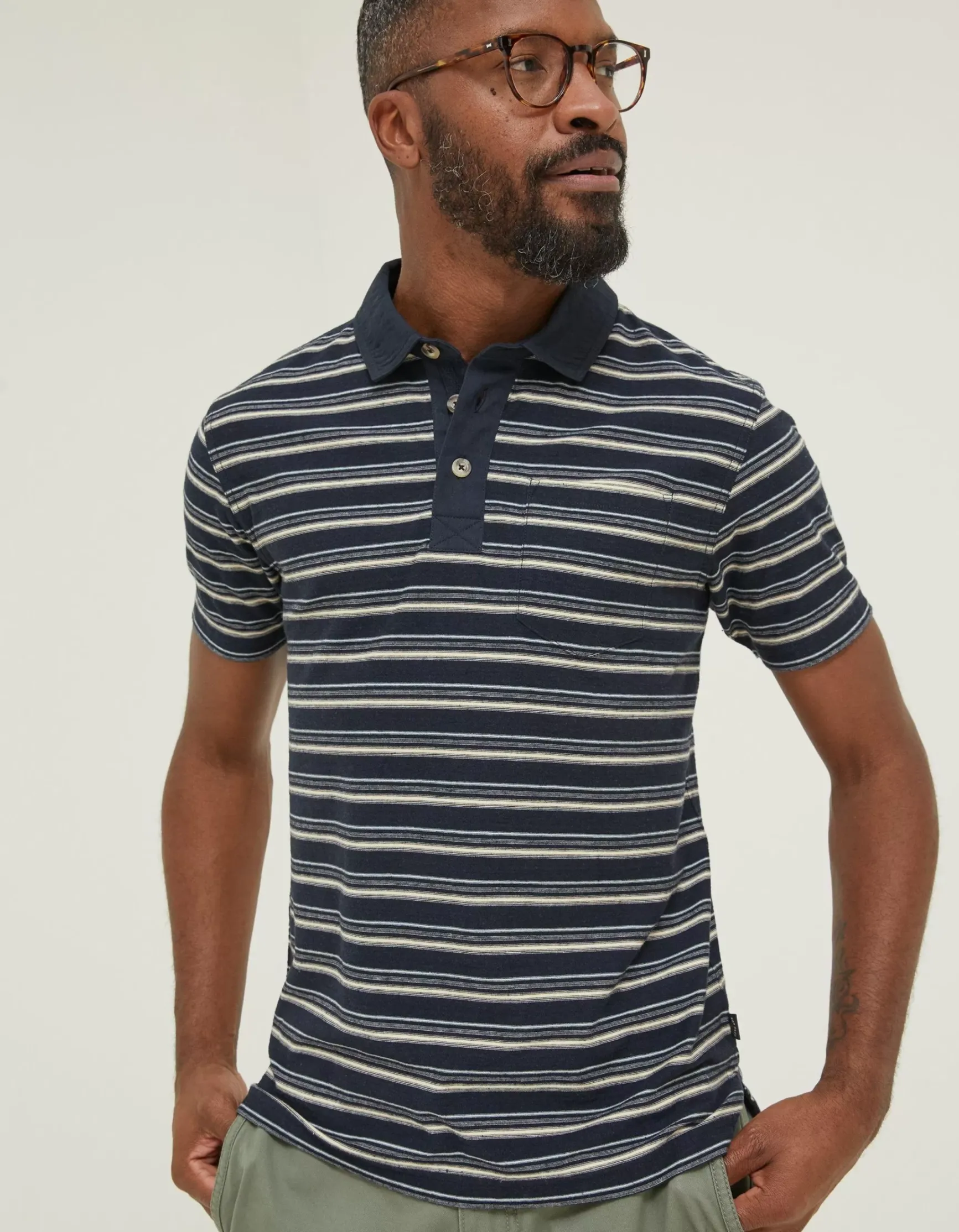 FatFace Perranporth Stripe Polo T-Shirt|Men T-Shirts