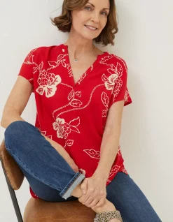 FatFace Piper Batik Red Tunic|Women Shirts & Blouses