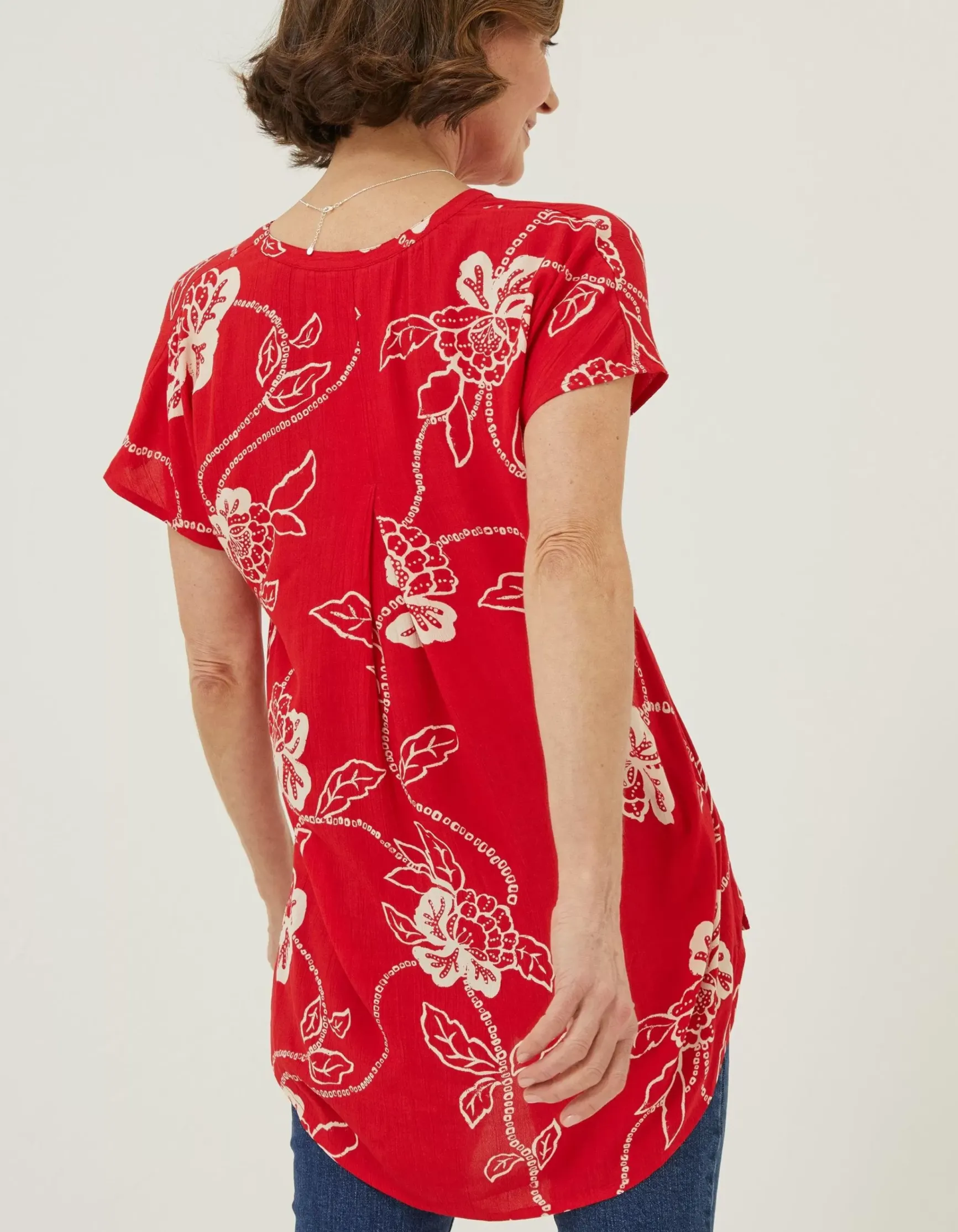 FatFace Piper Batik Red Tunic|Women Shirts & Blouses