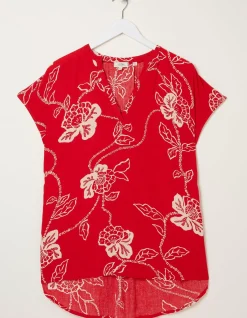FatFace Piper Batik Red Tunic|Women Shirts & Blouses